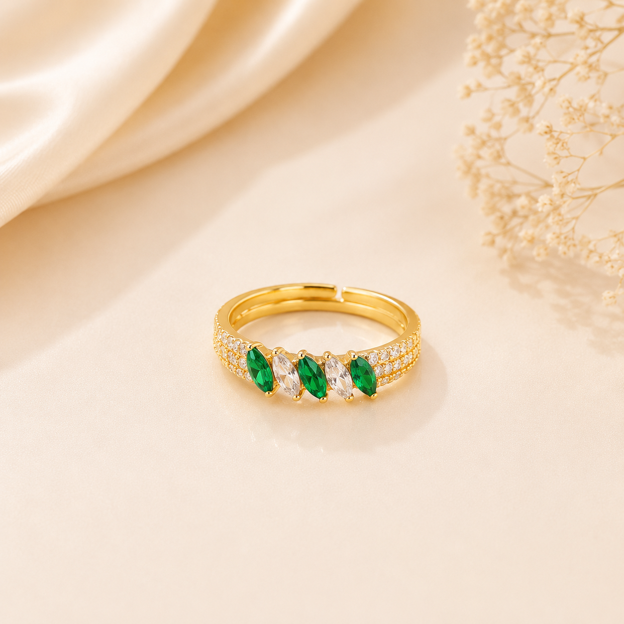 Green Marquise Gold Ring