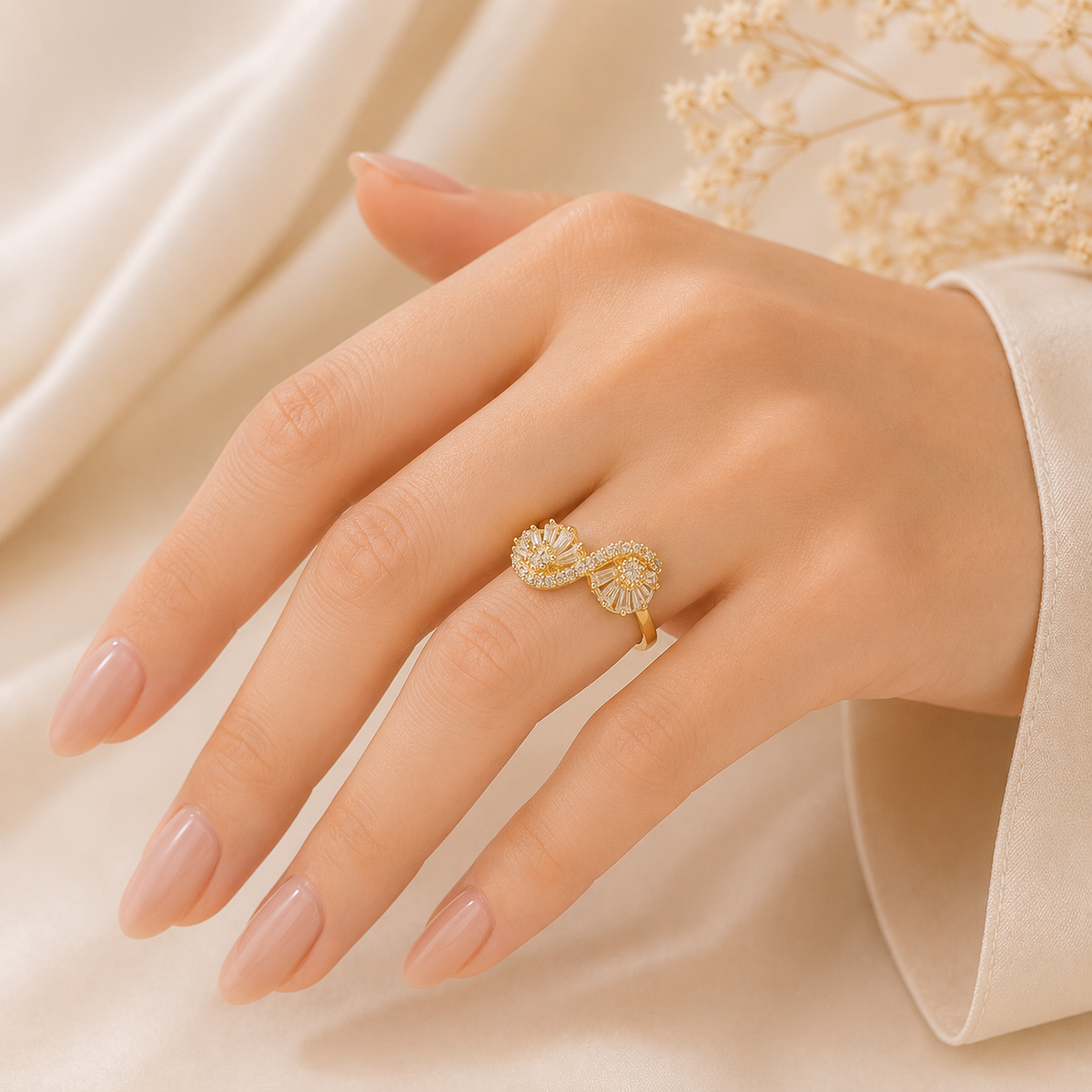 Gold Crystal Infinity Ring