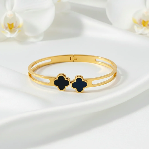 Gold Clover Bangle Bracelet
