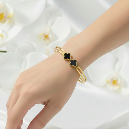 Gold Clover Bangle Bracelet