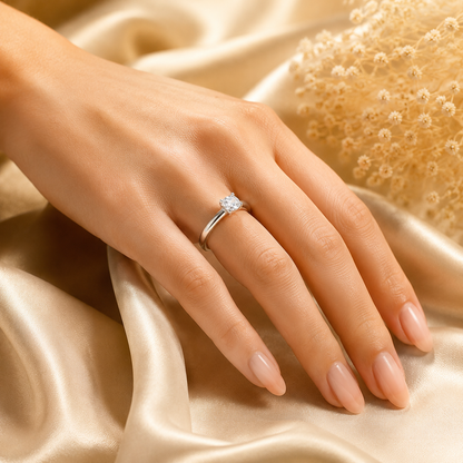 Adjustable Solitaire Silver Ring