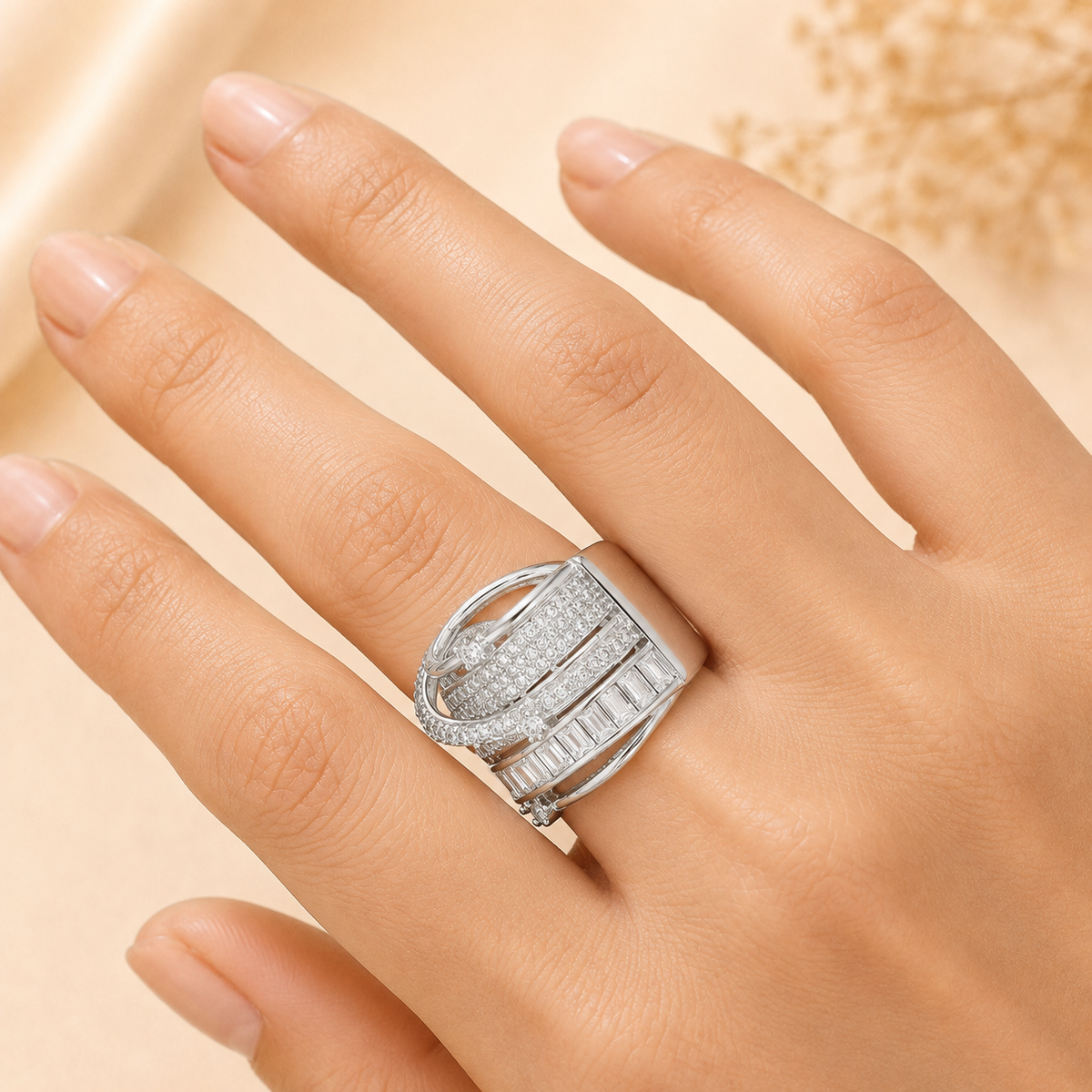Elegant Baguette Statement Ring