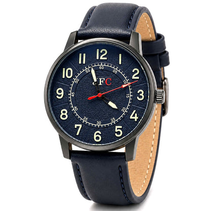 Classic Textured Navy Dial Watch front view