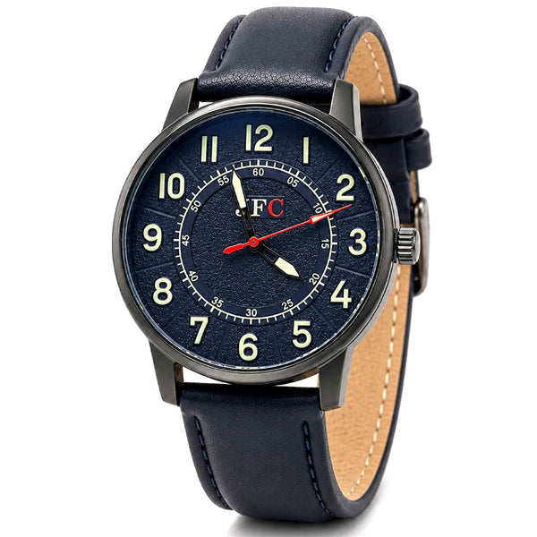 Classic Textured Navy Dial Watch front view