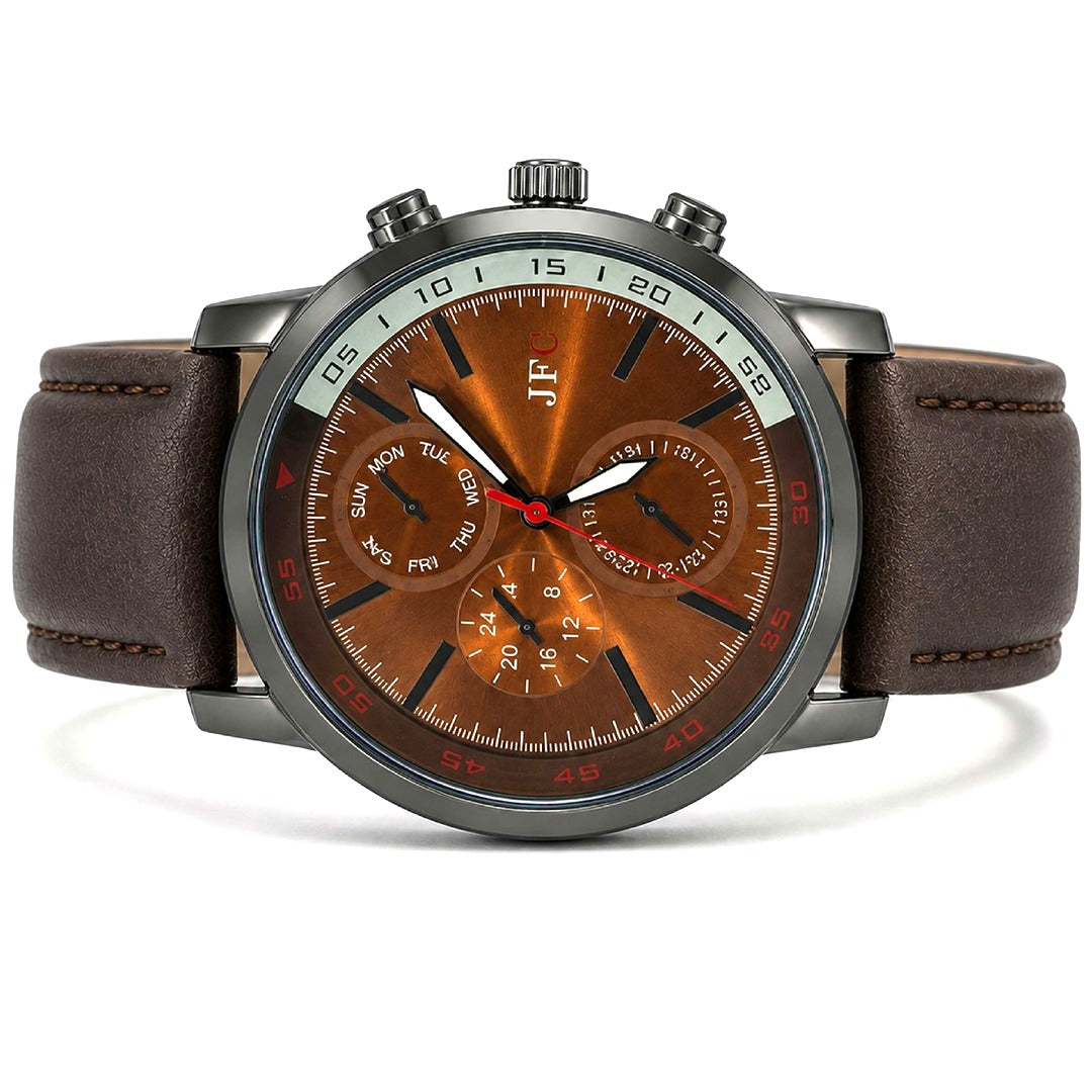 Coffee Brown Leather Strap Watch view 2