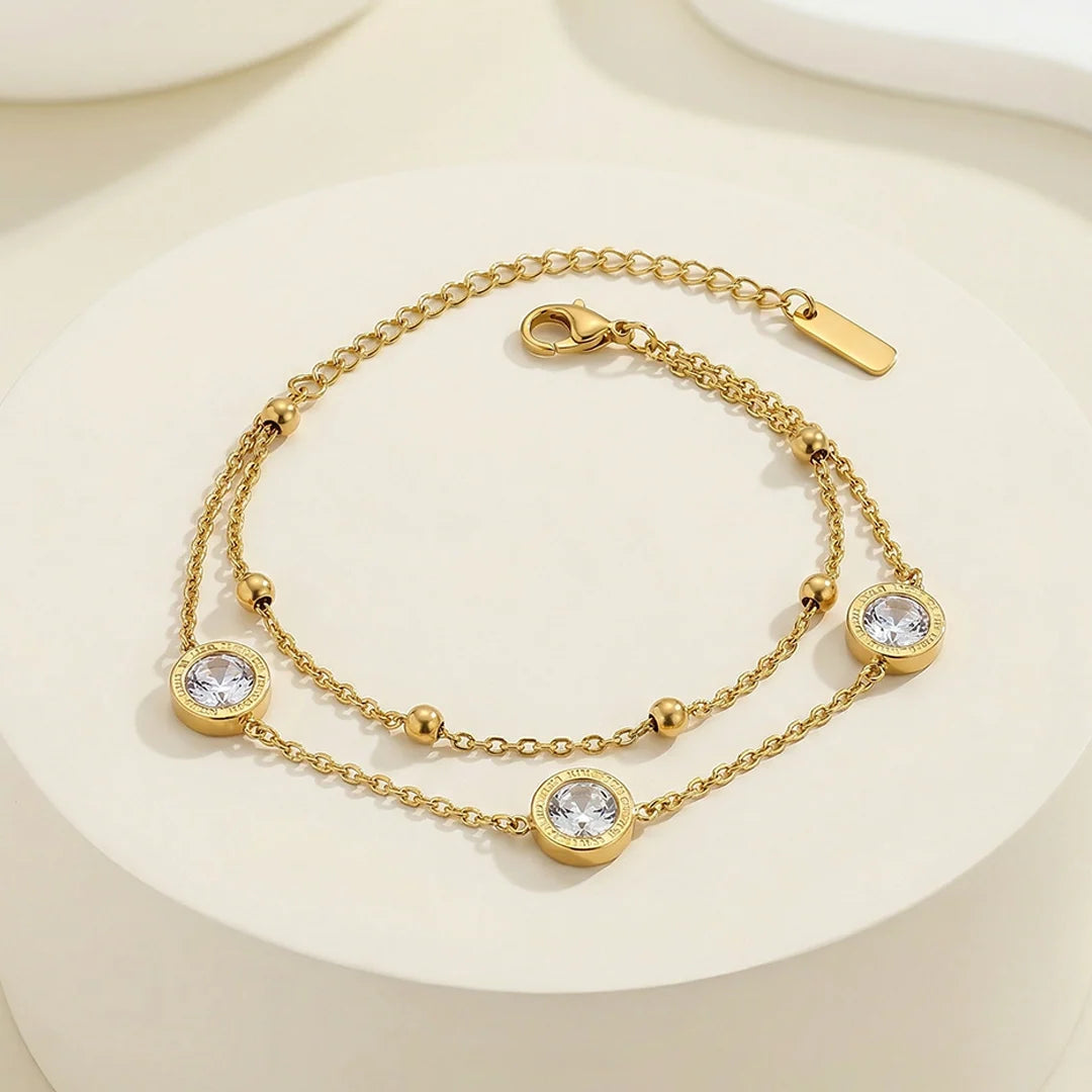 Golden Crystal Layered Bracelet