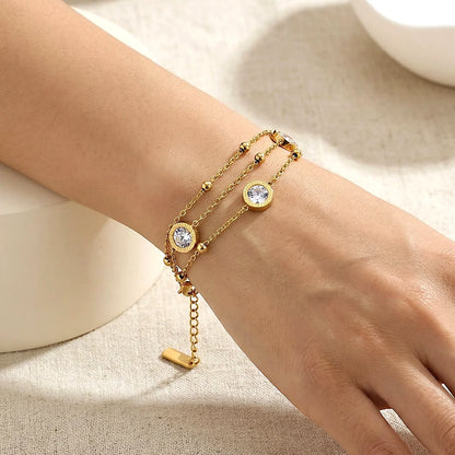 Golden Crystal Layered Bracelet