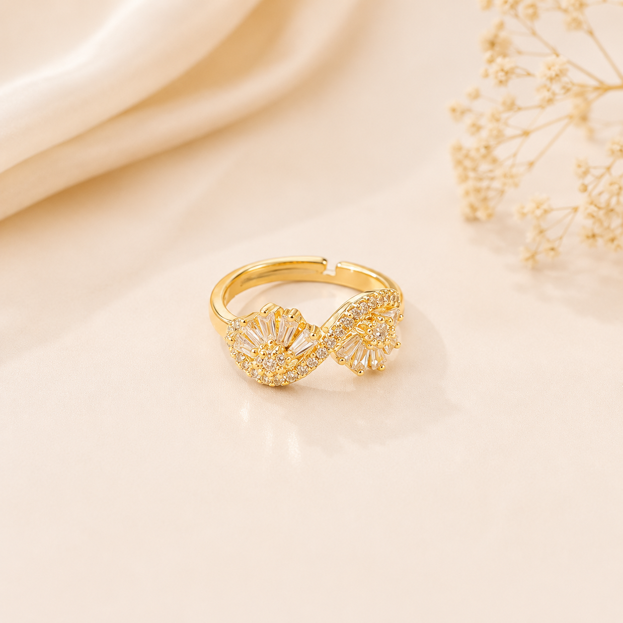 Gold Crystal Infinity Ring