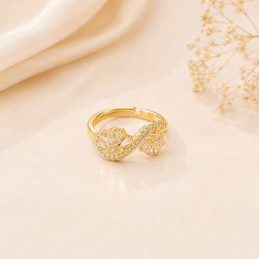 Gold Crystal Infinity Ring