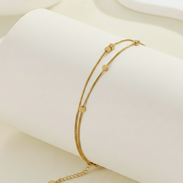 Gold Cube Layer Bracelet