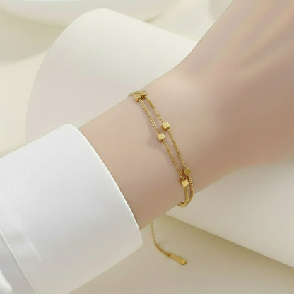 Gold Cube Layer Bracelet