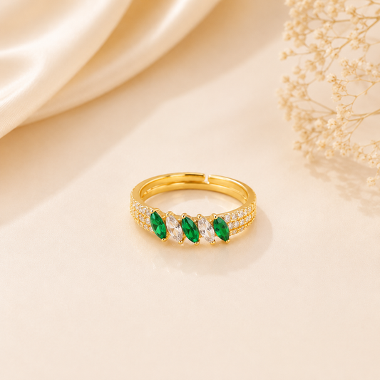 Green Marquise Gold Ring
