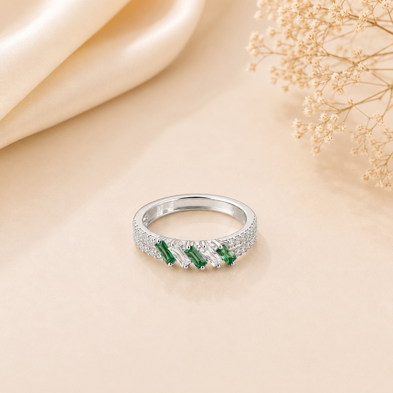Green Stone Silver Ring