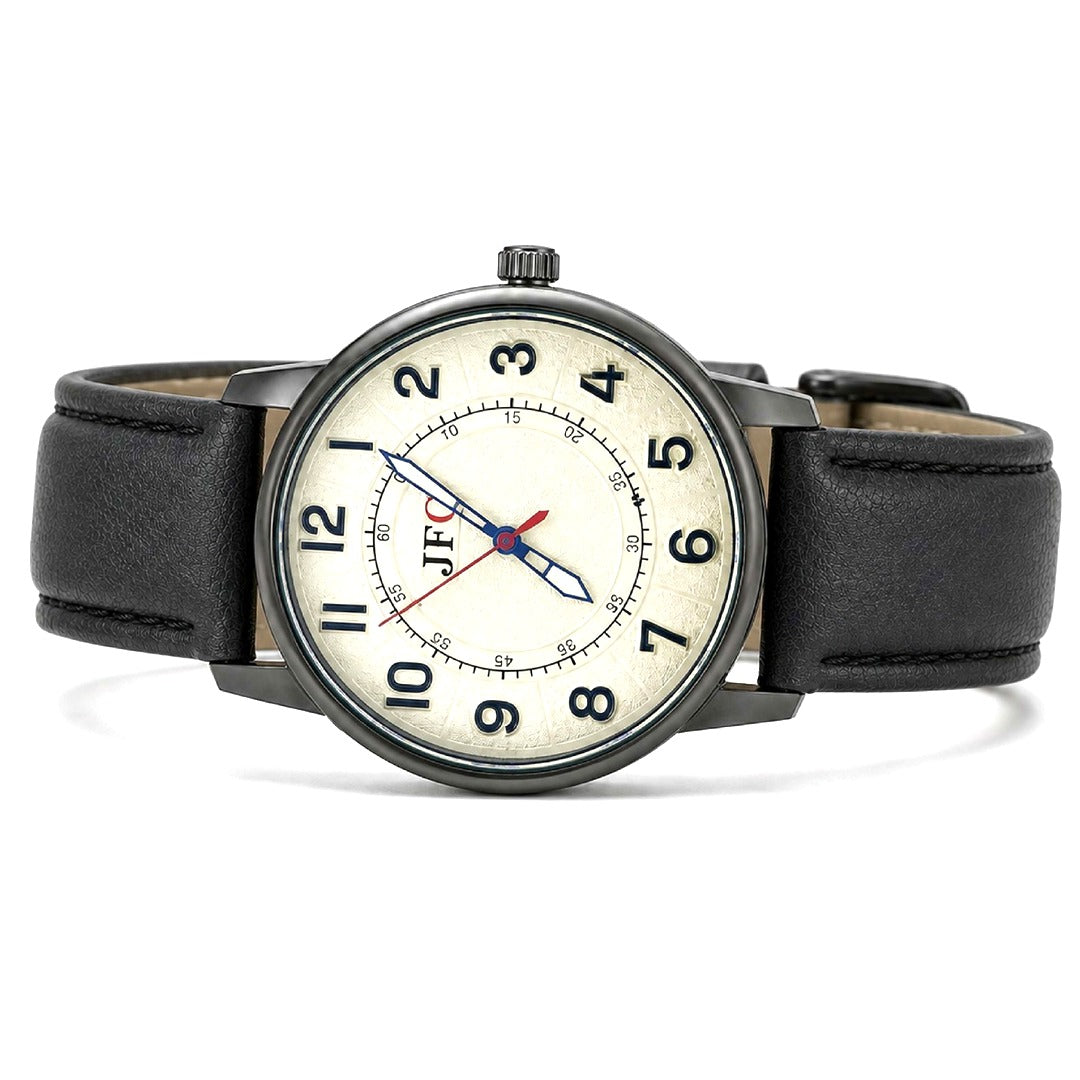 Ivory Dial Black Strap Watch view 2