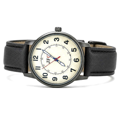 Ivory Dial Black Strap Watch view 2