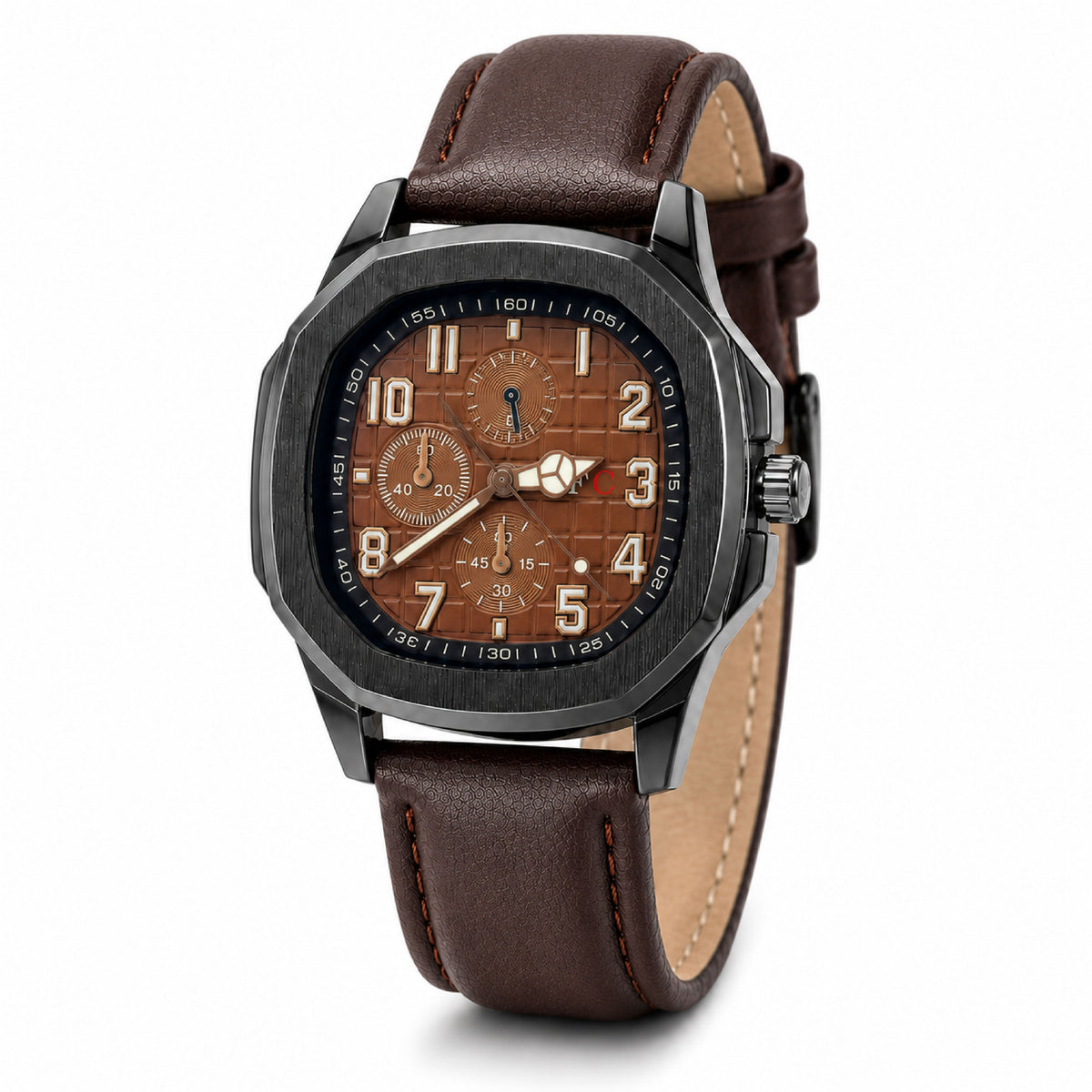 Cognac Square Dial Watch front view