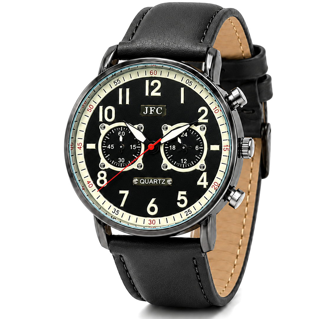 JFC Noir Chronograph Watch front view