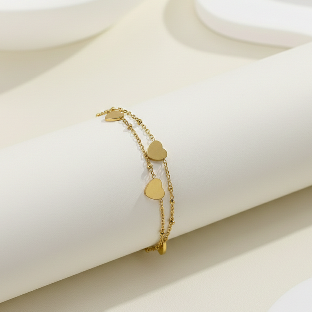 Layered Heart Gold Bracelet