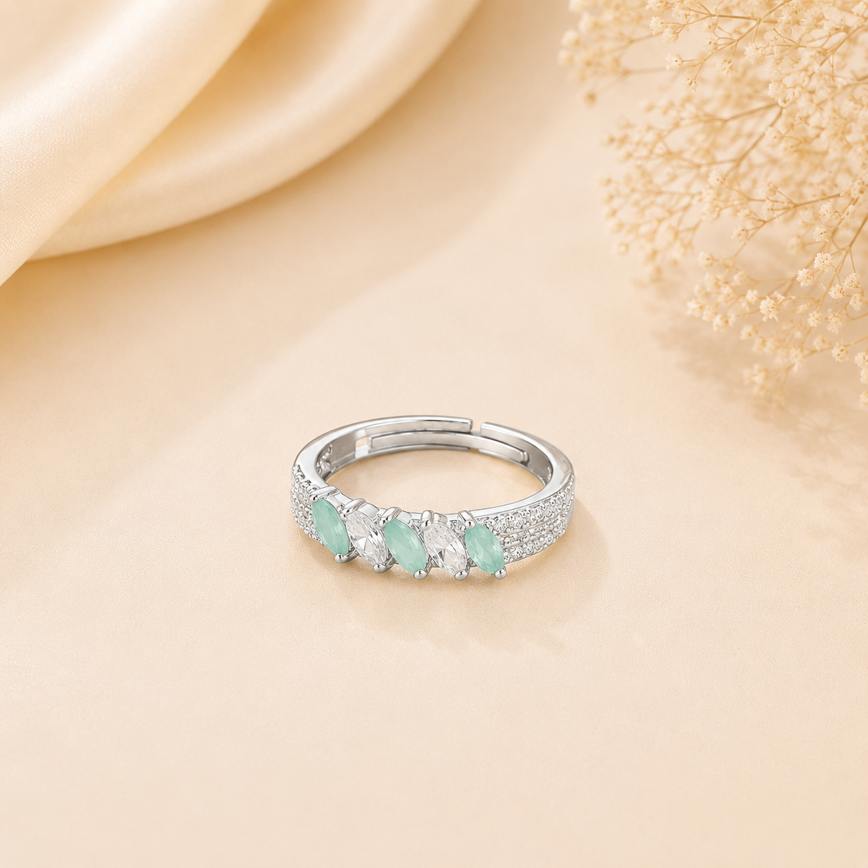 Mint Green Stone Silver Ring