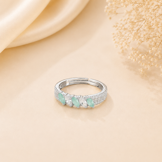Mint Green Stone Silver Ring