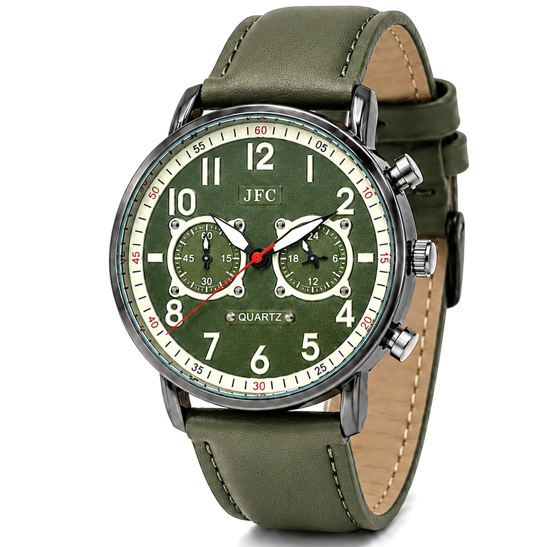 Olive Edge Chronograph Watch front view