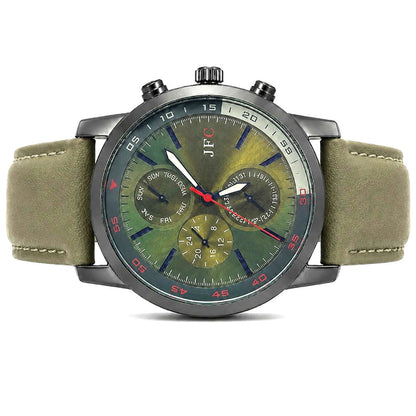 Olive Green Leather Strap Watch view 2