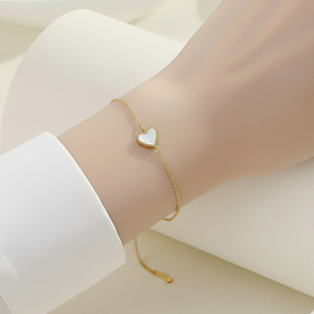 Pearl Heart Gold Bracelet