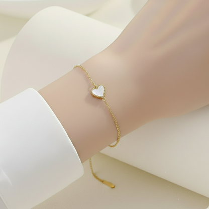 Pearl Heart Gold Bracelet