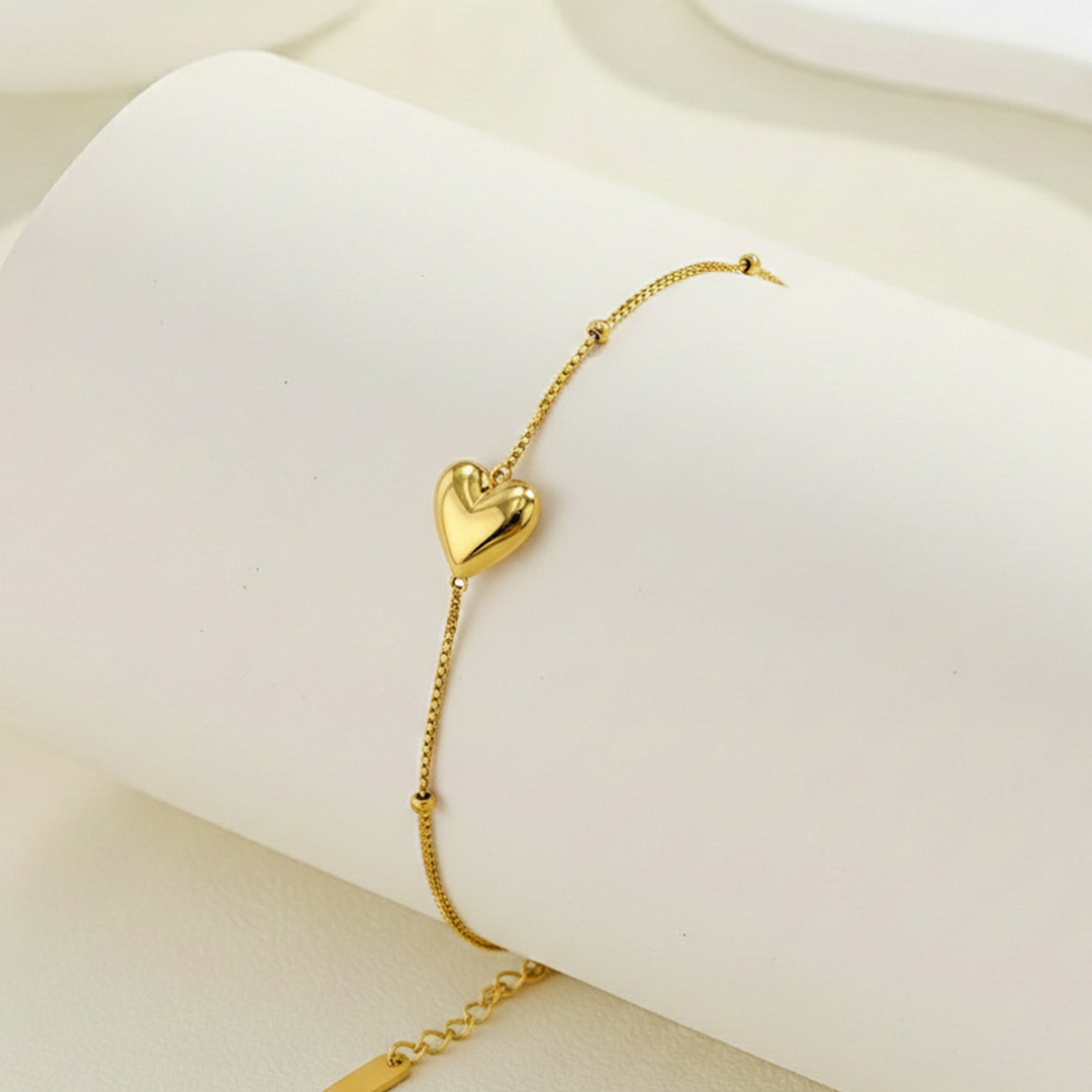 Puffy Heart Beaded Bracelet