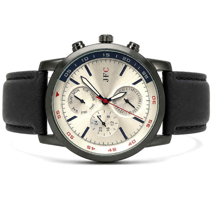 Silver Dial Leather Strap Watch view 2