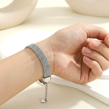 Silver Woven Mesh Bracelet