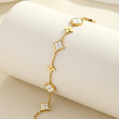 White Floral Charm Bracelet