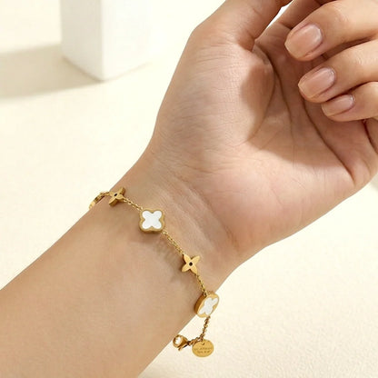 White Floral Charm Bracelet