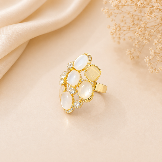 White Stone Cluster Ring