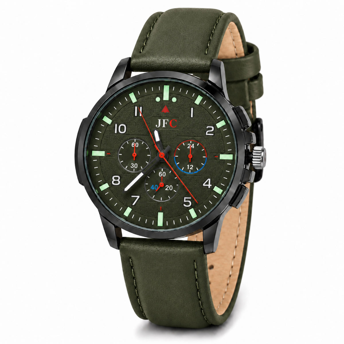 Olive Multi-Dial Sport Watch front view