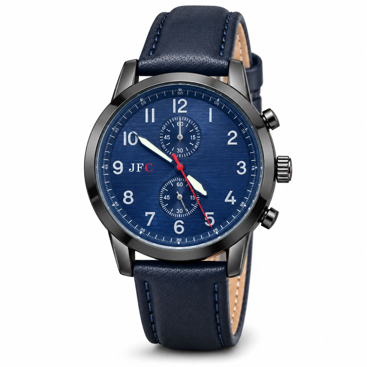 Navy Woodgrain Dial Watch front view