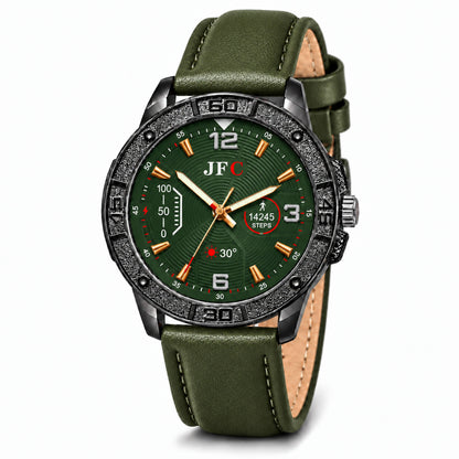 Olive Textured Dial Watch front view