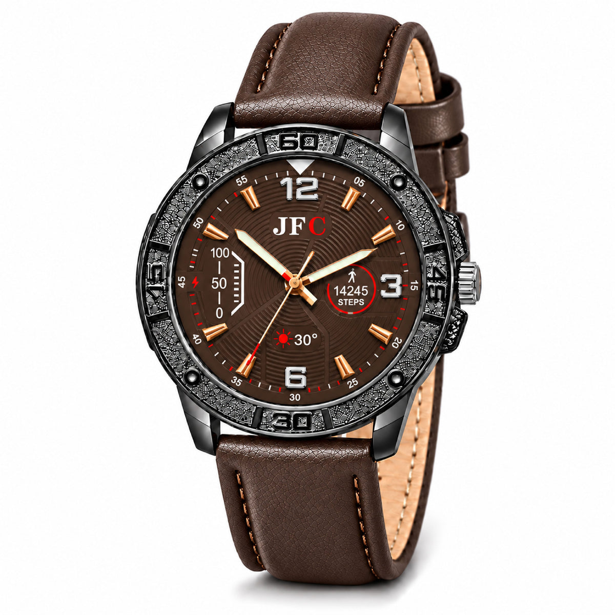 Walnut Textured Dial Watch front view